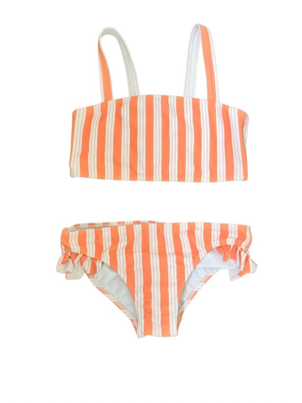 🧡 Minnow Girls Orange Stripe Bandeau Bikini Swimsuit Size 9/10 🧡